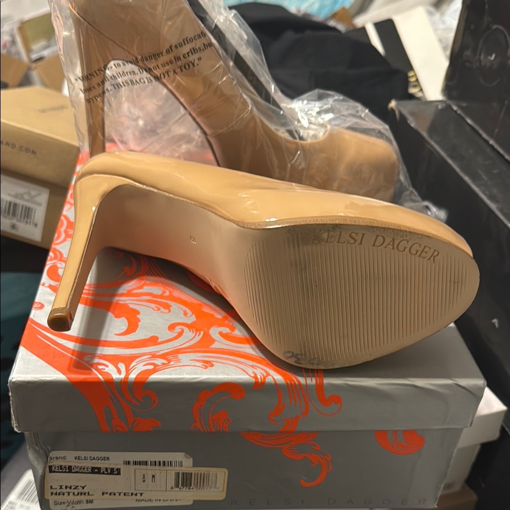 Kelsi Dagger Tan Stiletto Heels